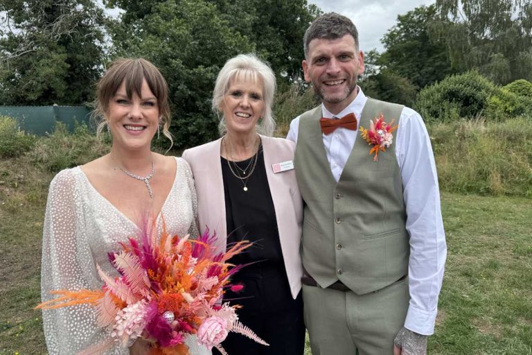 Jill with the happy wedded couple
